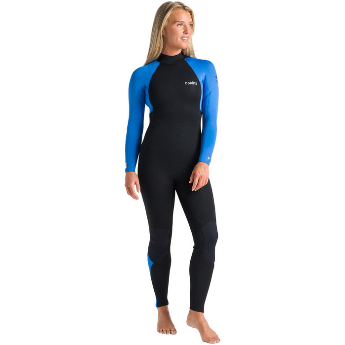 2024 C-Skins Mujer Surflite 4/3mm Gbs Back Zip Neopreno C-SL43WBZ - Black / Azure